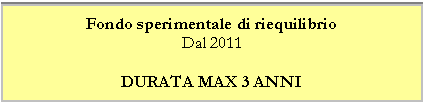 Casella di testo: Fondo sperimentale di riequilibrio
Dal 2011

DURATA MAX 3 ANNI
