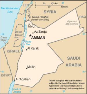 Mappa della Giordania.