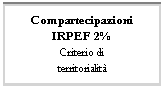 Casella di testo: Compartecipazioni IRPEF 2%
Criterio di
territorialit

