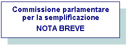 Casella di testo: Commissione parlamentare per la semplificazione
NOTA BREVE
