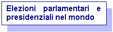 Casella di testo: Elezioni parlamentari e presidenziali nel mondo