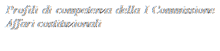 Casella di testo: Profili di competenza della I Commissione Affari costituzionali