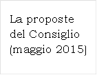 La proposte del Consiglio (maggio 2015)