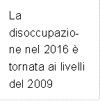 La disoccupazio-ne nel 2016  tornata ai livelli del 2009