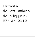 Criticit dellattuazione della legge n. 234 del 2012

