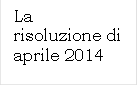 La risoluzione di aprile 2014