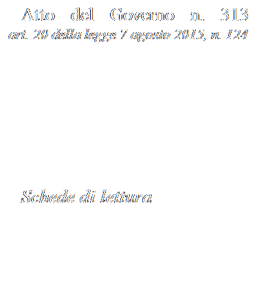 Casella di testo: Atto del Governo n. 313
art. 20 della legge 7 agosto 2015, n. 124








Schede di lettura
